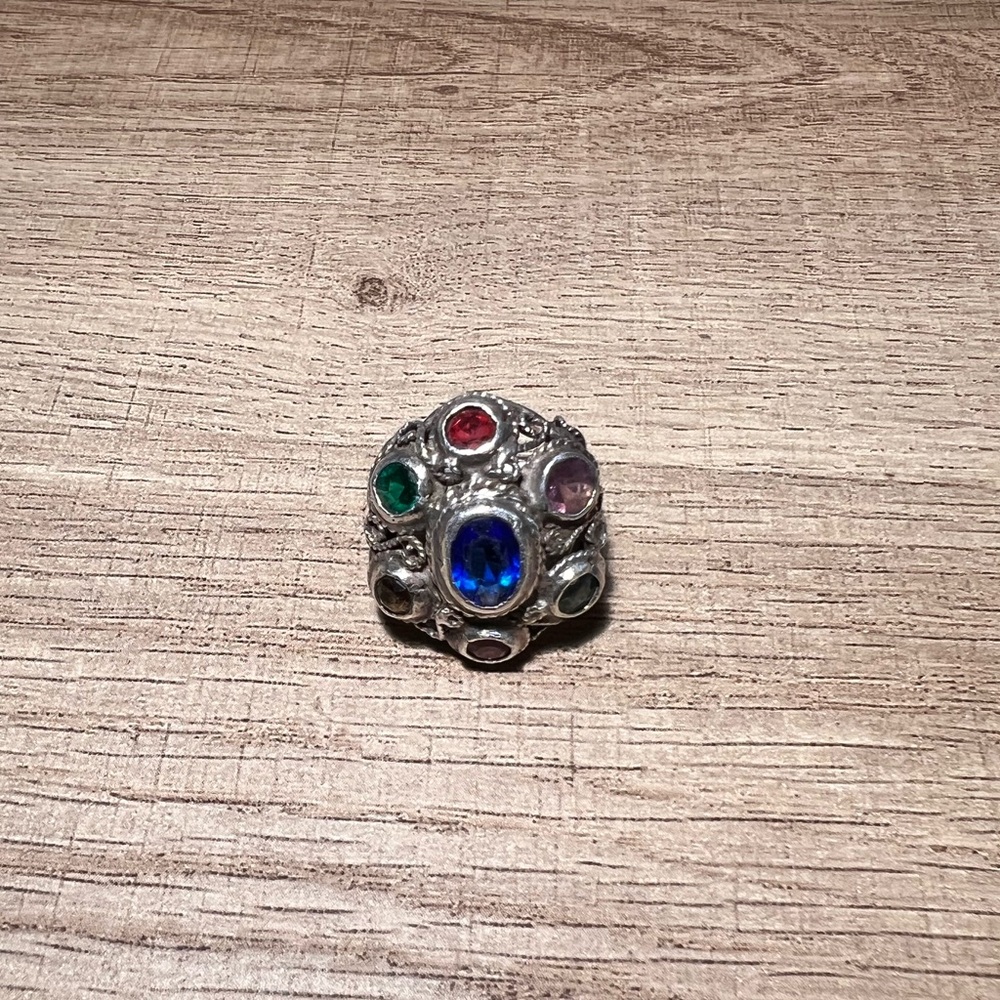 Multi-Stone Emerald Ruby Sapphire Topaz Marcasite… - image 1